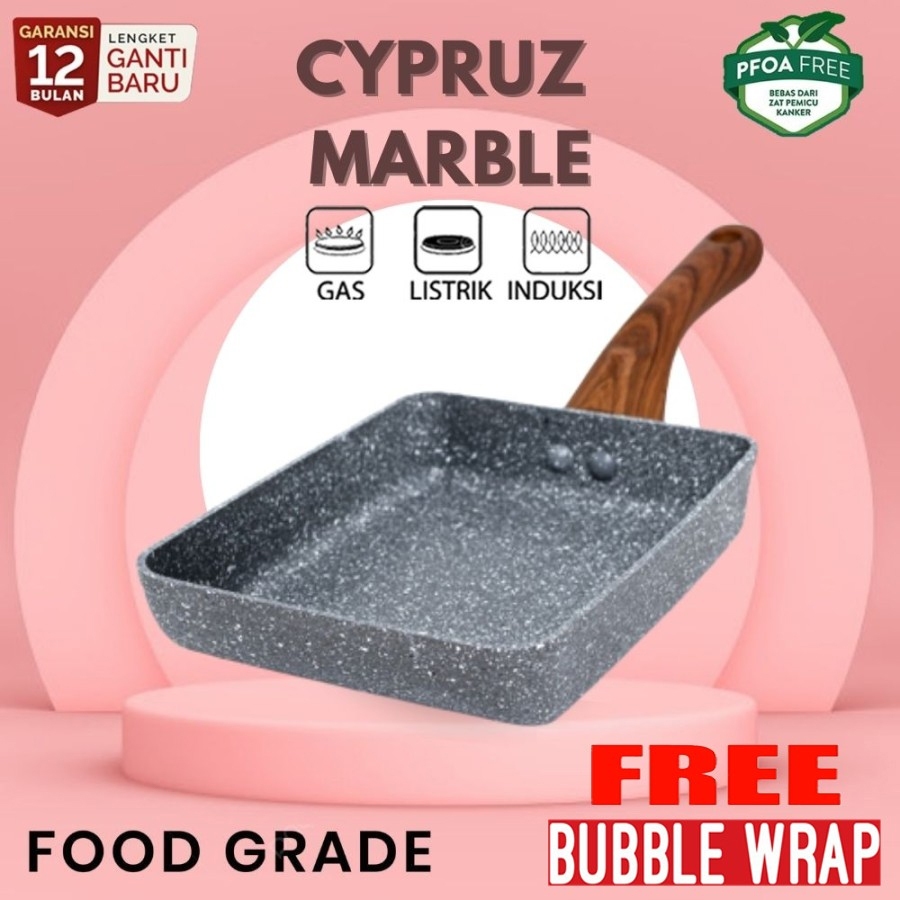 Cypruz Cookware Cyprus Fry Pan Marble Tamagoyaki Omelette Omlet Kotak FP-0643 wajan Penggorengan Ind