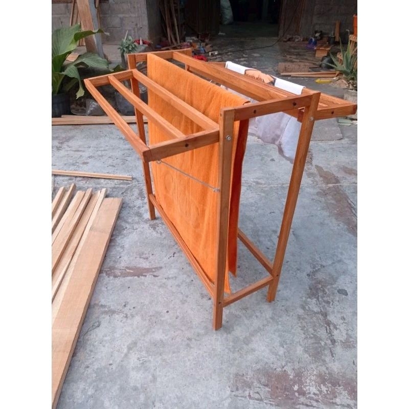 jemuran handuk kayu jati