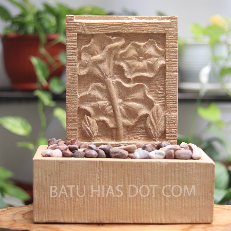 BatuHias Air mancur meja dekorasi minimalis Batu Putih Relief