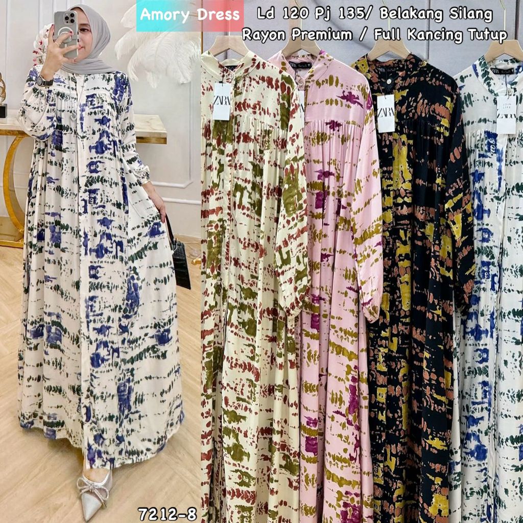 AMORY DRESS RAYON TERBARU ORIGINAL BY. ZARA TERMURAH KEKINIAN GAMIS REAL PICT TAG ZARA