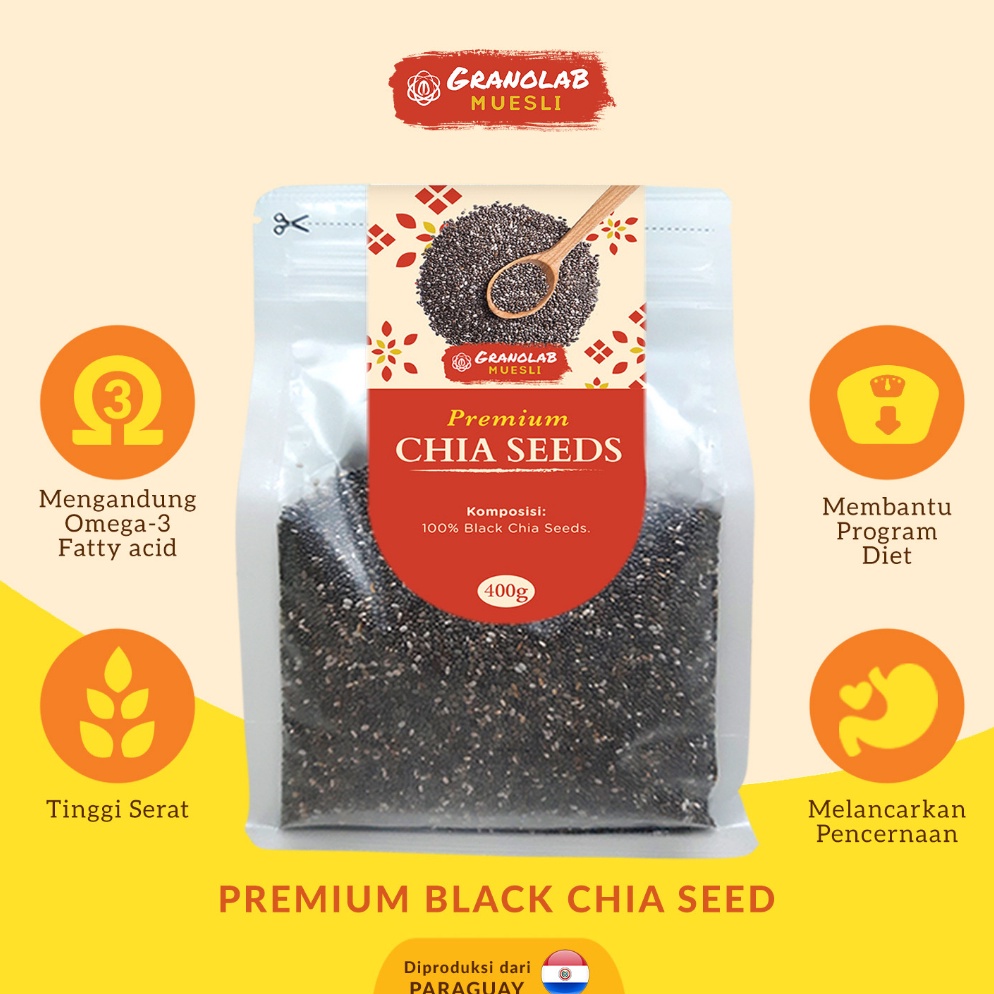 

7FC Premium Black Chia Seed | Chiaseed Paraguay - Granolab Muesli Terbaru ♪ヽ(