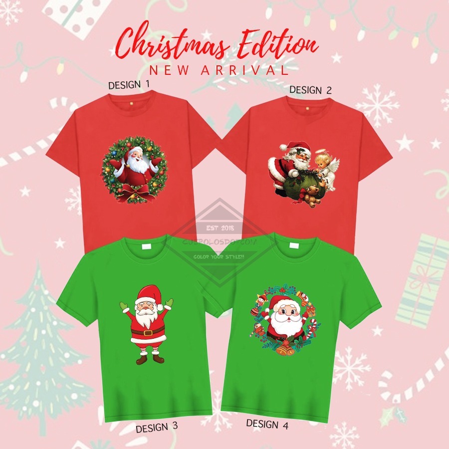 2. BANYAK GAMBAR Kaos natal Christmas SANTA CLAUS - Baju natal keluarga Merry Christmas 2023 pohon n