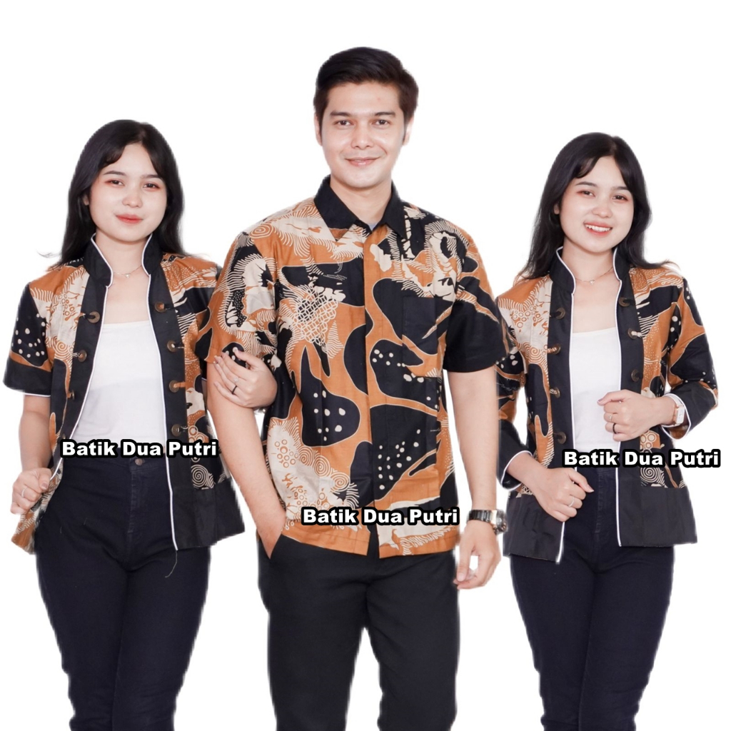 Blazer Bolero Batik Wanita Modern Couple Seragam Kantor Kemeja Pria [sku kopi]