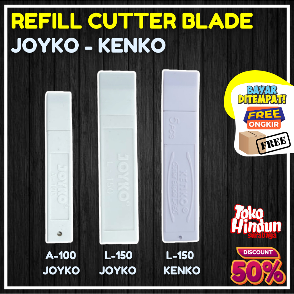 

REFILL ISIAN CUTTER ISI ULANG KATER BESAR KECIL MERK JOYKO BESAR KECIL ISI 5 PISAU