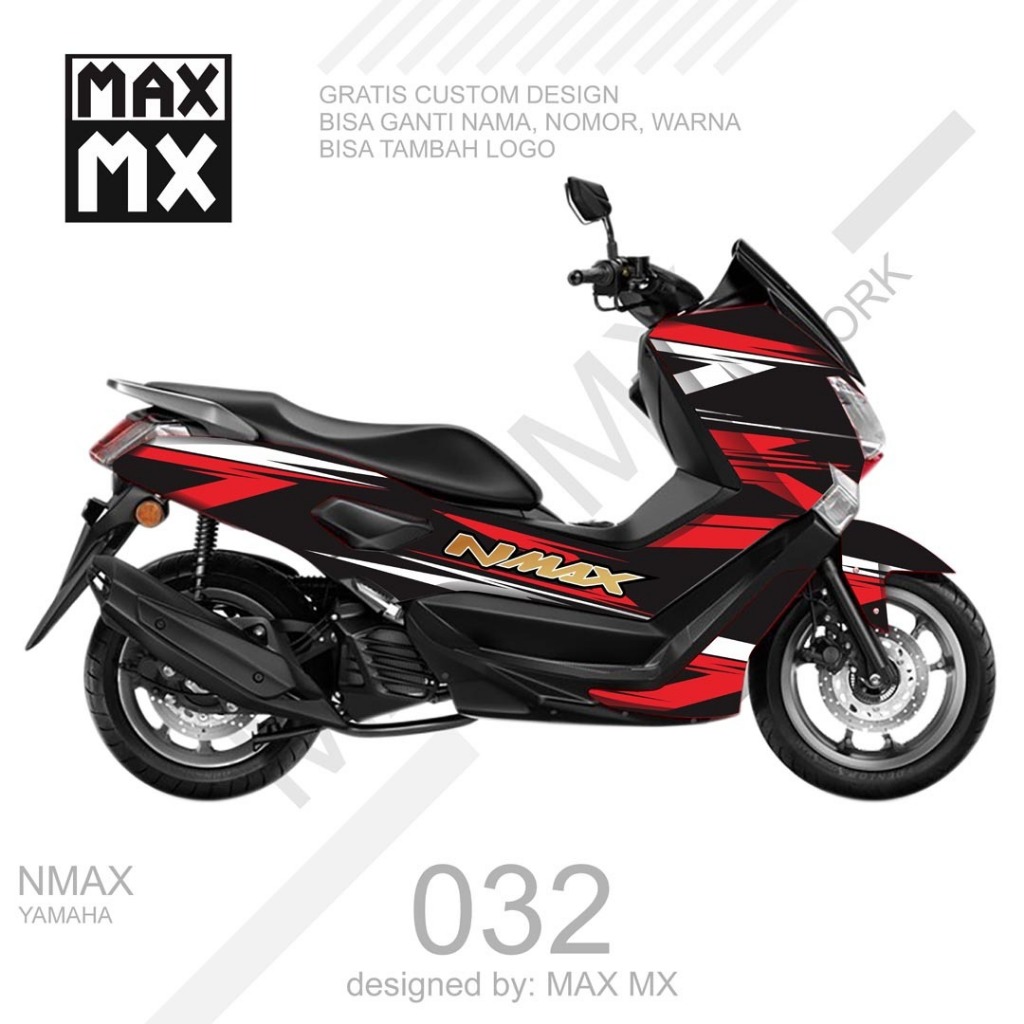 decal stiker full body nmax old variasi striping fullbody sticker  keren hitam list merah putih simp