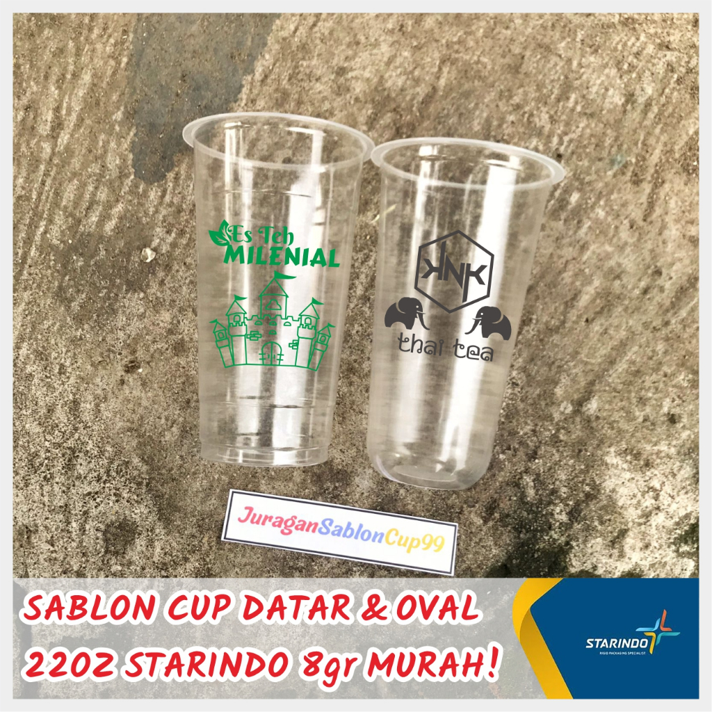 SABLON GELAS CUP STARINDO DATAR & OVAL 22oz 8gr MURAH MERIAH KUALITAS BAGUS