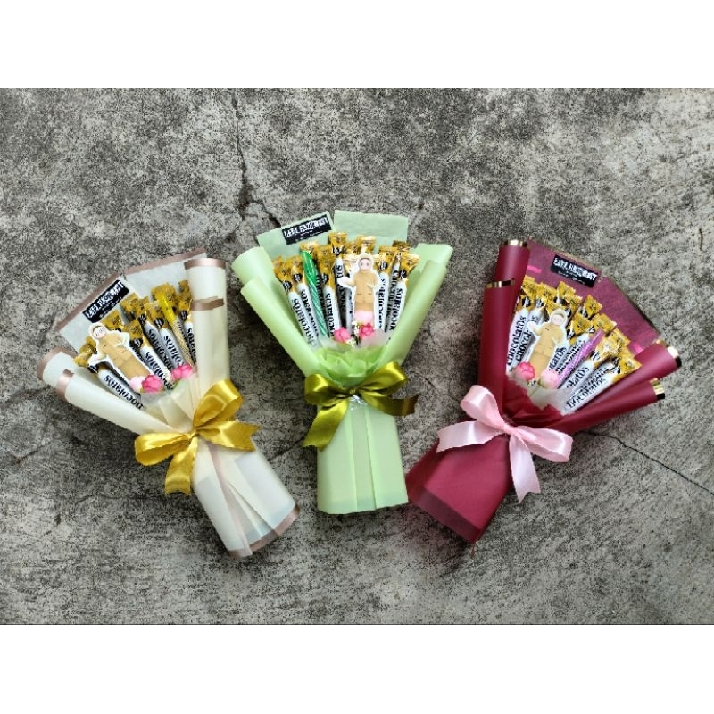 

Buket coklat/buket chocolatos/buket jajan/buket snack/buket wisuda/buket guru