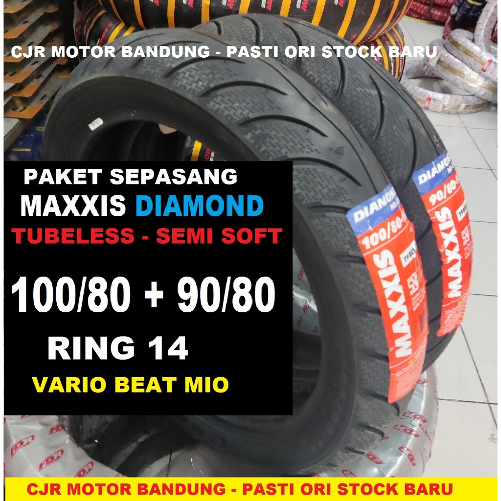 PAKET SEPASANG Ban Motor VARIO BEAT MIO MAXXIS DIAMOND 90/80 & 100/80 ring 14