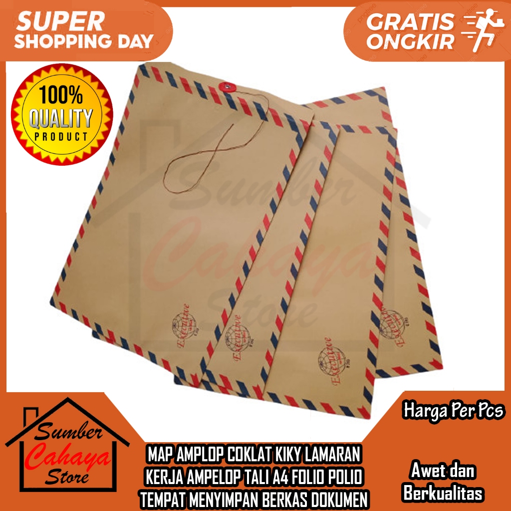 

Amplop Coklat Airmail lamaran kerja Ampelop Surat Cokelat Envelope Tali Air Mail Per 1 Lembar Folio Polio Map 25 x 35 Cm Kertas 310 Kiky Berkas Dokumen Resume CV File F4 A4 Garis 80 Gsm Gram AM HUM Lembaran Jet Kyoto