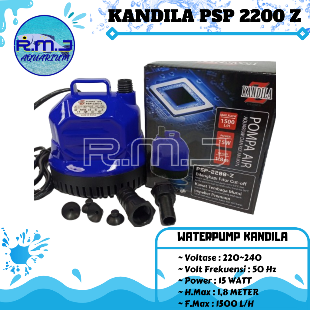 POMPA AIR CELUP AQUARIUM KANDILA PSP 2200 Z 15 WATT WATERPUMP 1500 LPH POMPA CELUP AIR KOLAM IKAN