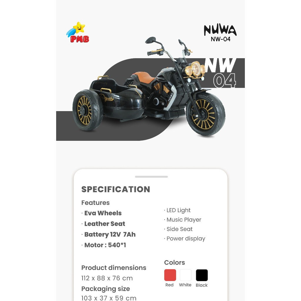 PROMO MAINAN ANAK MOBIL AKI ANAK PMB MOBIL AKI MOTOR AKI NUWA NW04 - GOWES LAJU