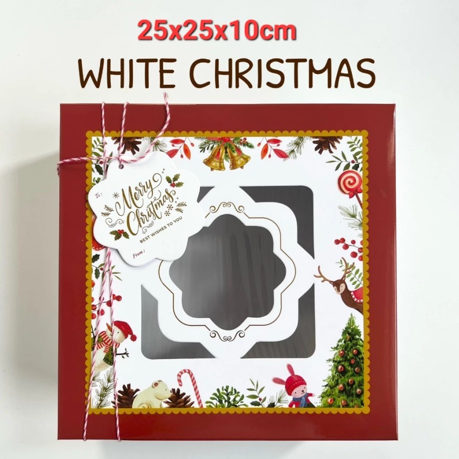 

2pcs Kotak Natal 25x25x10cm Christmas Hampers Box