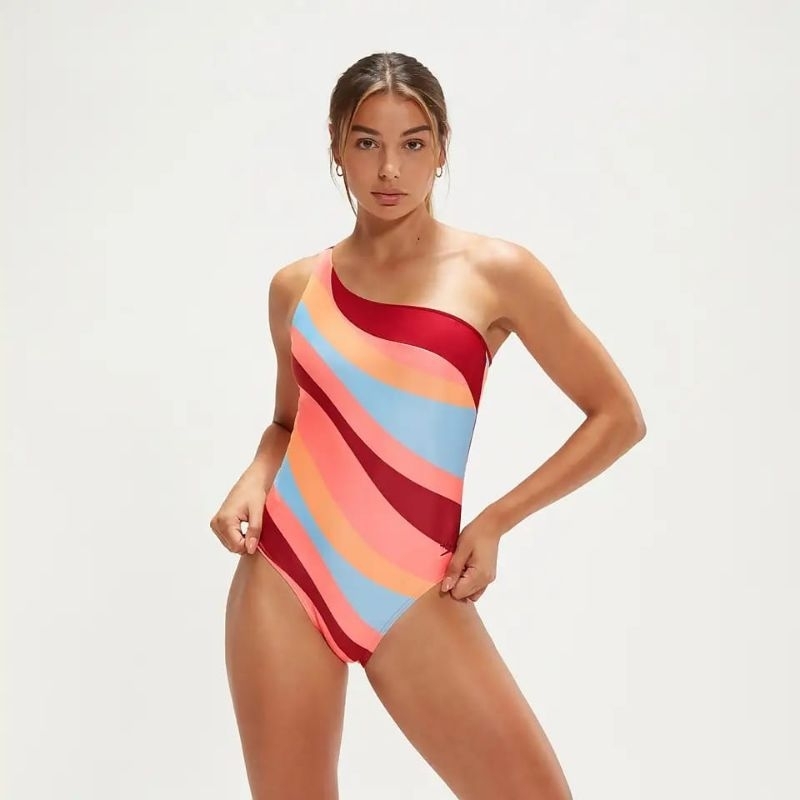 Baju Renang Wanita Speedo Allover Printed Asymmetric Swimsuit Original