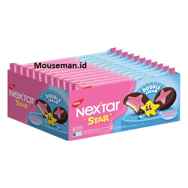 

Nabati NEXTAR STAR Cookies Korean Double Cream SANDWICH isi 3keping STRAWBERRY VANILLA 31gr