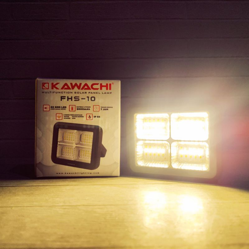 KAWACHI LAMPU EMERGENCY LED SOROT SOLAR PANEL LAMP FHS-10 10 WATT IP66 BAGUS KUALITAS TERJAMIN