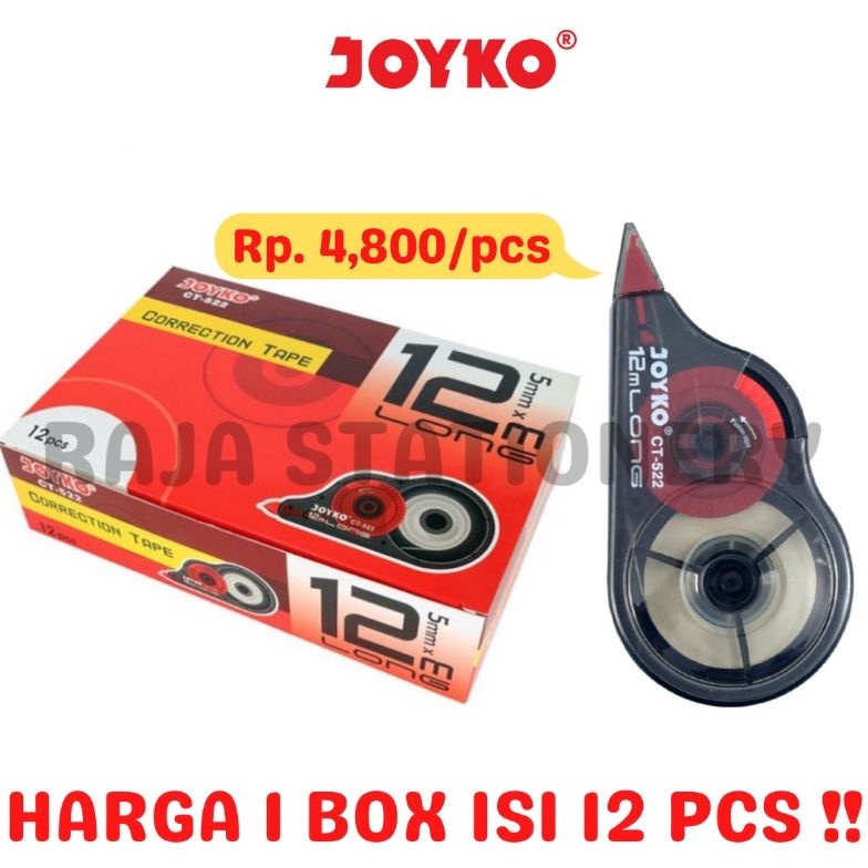 

EQ86 JOYKO CORRECTION TAPE 12M CT522 TIPEX KERTAS JOYKO TIPX TIP X CT-522 1 BOX [12PCS] Terbaru