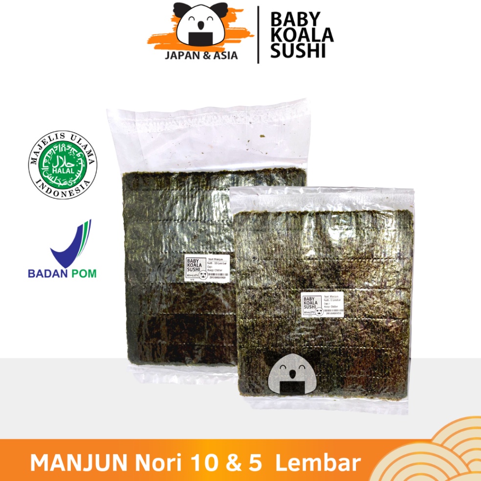 

BW42 MANJUN Nori Sushi 5 & 10 Lembar Halal │ Yakinori Import Kimbab/ Gimbab │ Lembar Rumput Laut ↔Murah