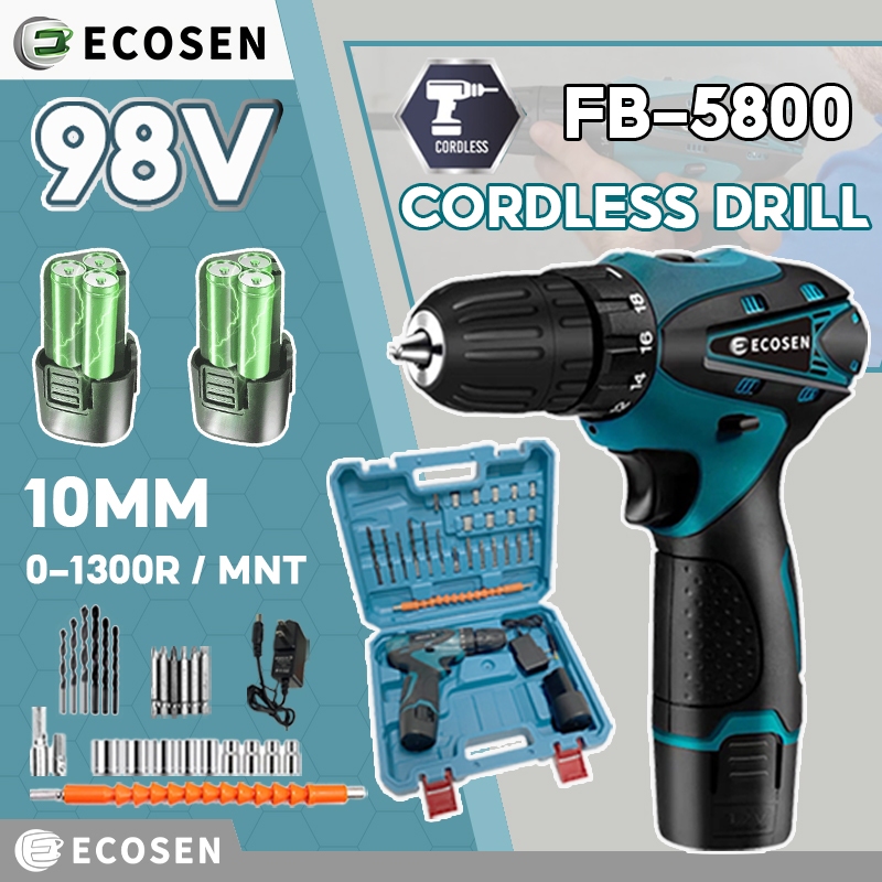 Mesin Bor Baterai Tangan 98vf Dengan 2 Baterai Cordless Drill Battery Impact Drill/Bor Impact/Bor Im