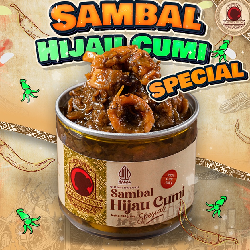 

[☎F10\] Dapoer Kuno - Sambal Hijau Cumi Spesial 150gr Sale of Day