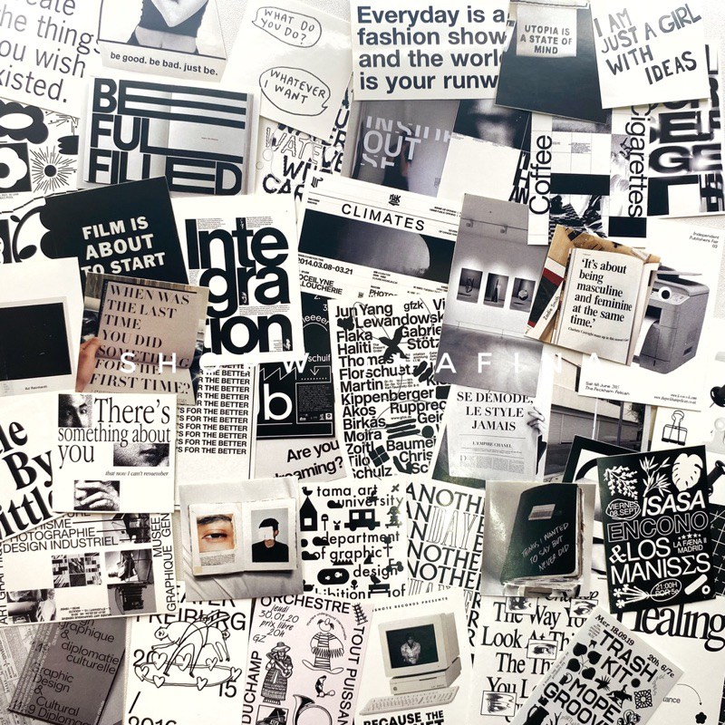 

Sticker Aesthetic | 40/60++ pcs Aesthetic Typography BLACK Edition Sticker Set | Korean Journal/Scrap Diary Material | SHOPWITHAFINA