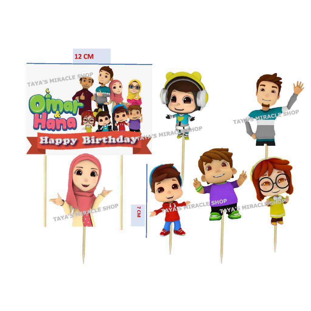 Toper / Topper / Hiasan Kue ulang Tahun / Happy Birthday Omar & Hana
