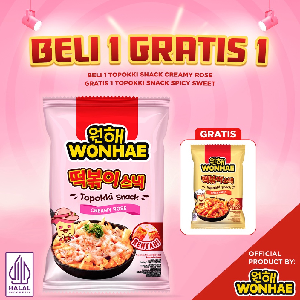 

I6Q PROMO BELI 1 Wonhae Topokki Snack Creamy Rose GRATIS 1 Topokki Snack Sweet & Spicy dq6ih