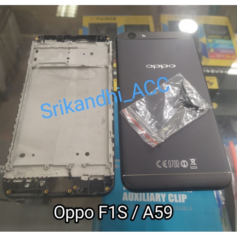 Cessing Kesing fullset Frame lcd For Oppo F1S / A59 Backdor + Frame tulang tengah