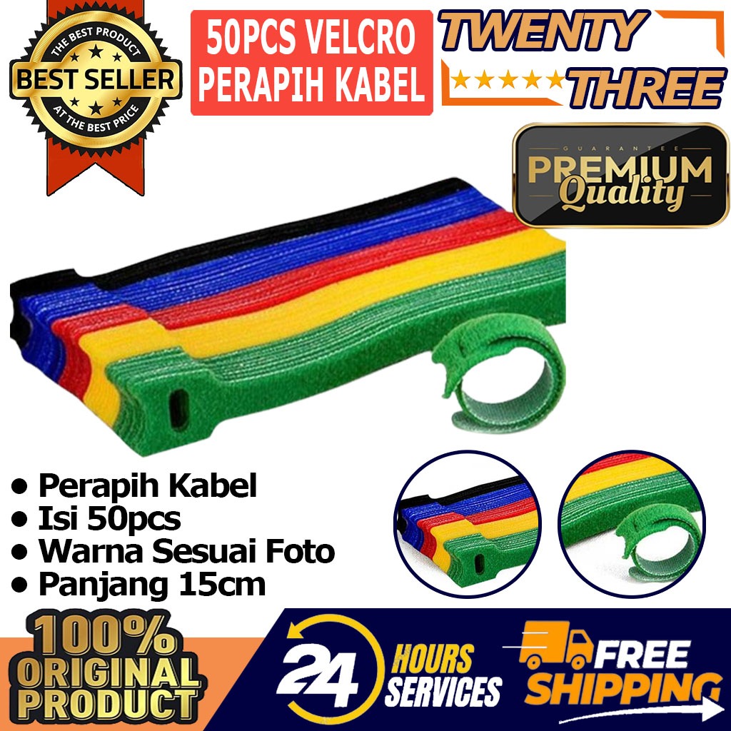Velcro Strap Perapih Perekat Pengikat Klip Clip Kabel Cable Management 50 PCS Komputer TV Rumah Tang