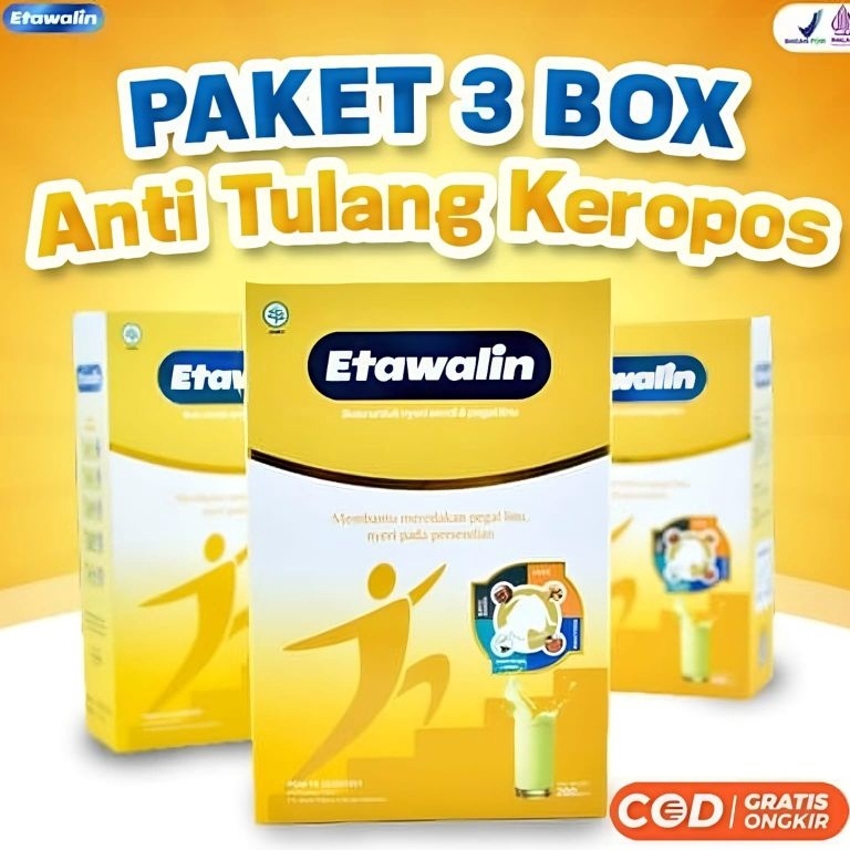 

[K7T91] PAKET 3 BOX SUSU ETAWALIN ASLI Susu Kesehatan Tulang dan Sendi @200gram Ready ♪ヽ(