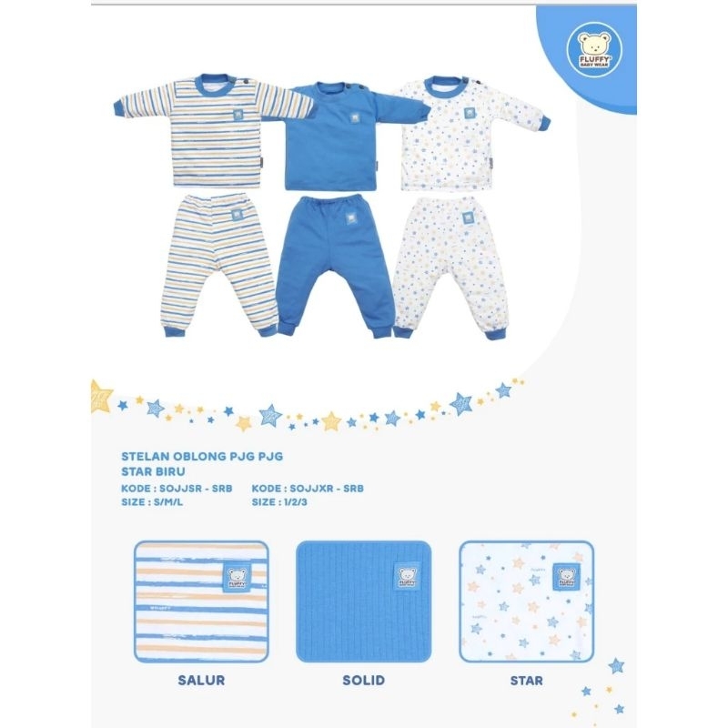 Baju Tidur Bayi 6bulan-1tahun 3pasang Baju tidur bayi laki laki dan Perempuan Fluffy
