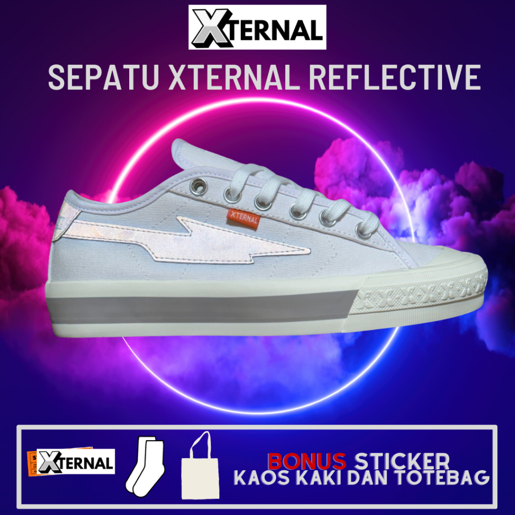 Sepatu Xternal Sepatu Sneakers Casual Pria Lokal Brand Terbaru putih Reflective Xternalstepsure Peti