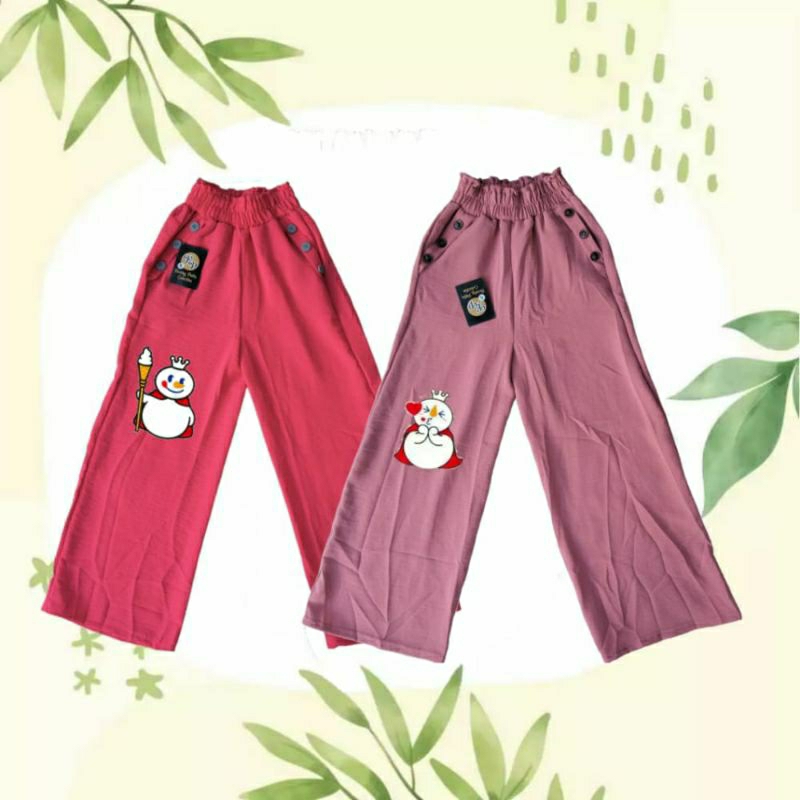 kulot anak perempuan 4-8 tahun / kulot crinkle mixue anak / celana kulot crinkle anak perempuan / ku