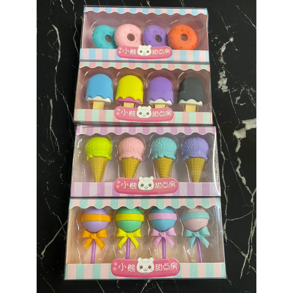 

4IN1 PENGHAPUS LUCU SET PENSIL MODEL ICE CREAM DONAT LOLLIPOP POPSICLE