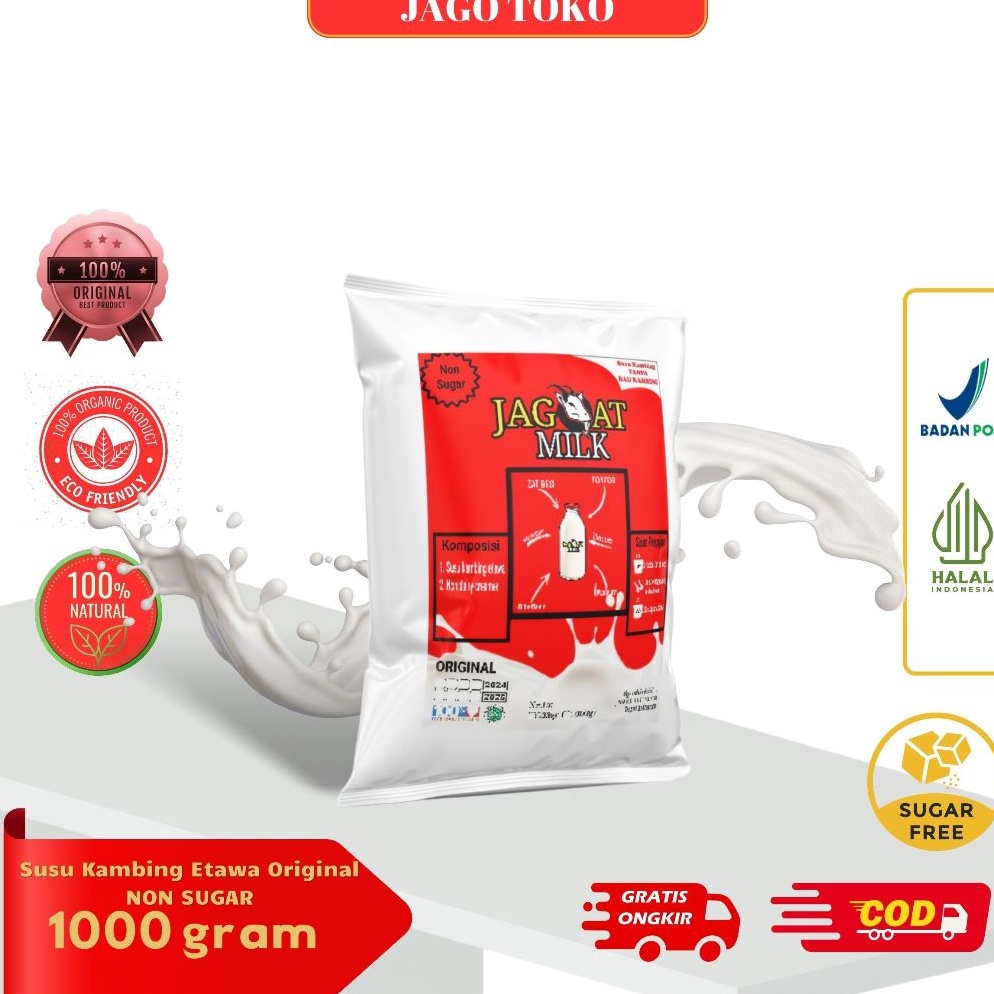 

[☠R93(] Susu Kambing Etawa 1kg Kemasan Almunium foil jagoat milk [68]