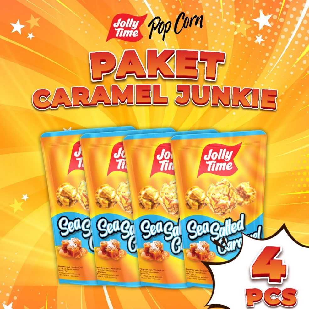 

[PRODUK IN68R85] Jolly Time Popcorn - Paket Caramel Junkie (4 pcs Sea Salted Caramel) -Live Model Baru ⌒