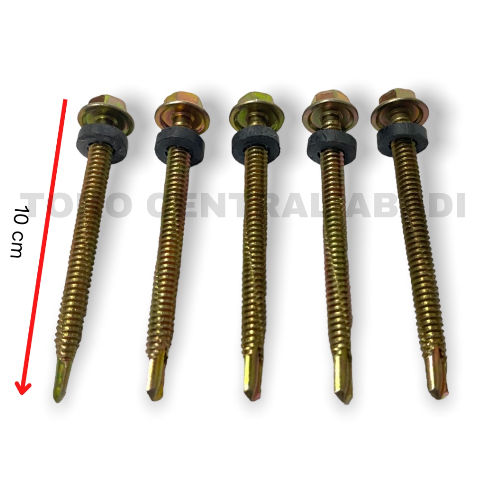 Bagus Dipakai.. Baut Roofing / Skrup Roofing "CAMEL" 100mm, 10cm (50 pcs) / Baut Roofing Baja Ringan