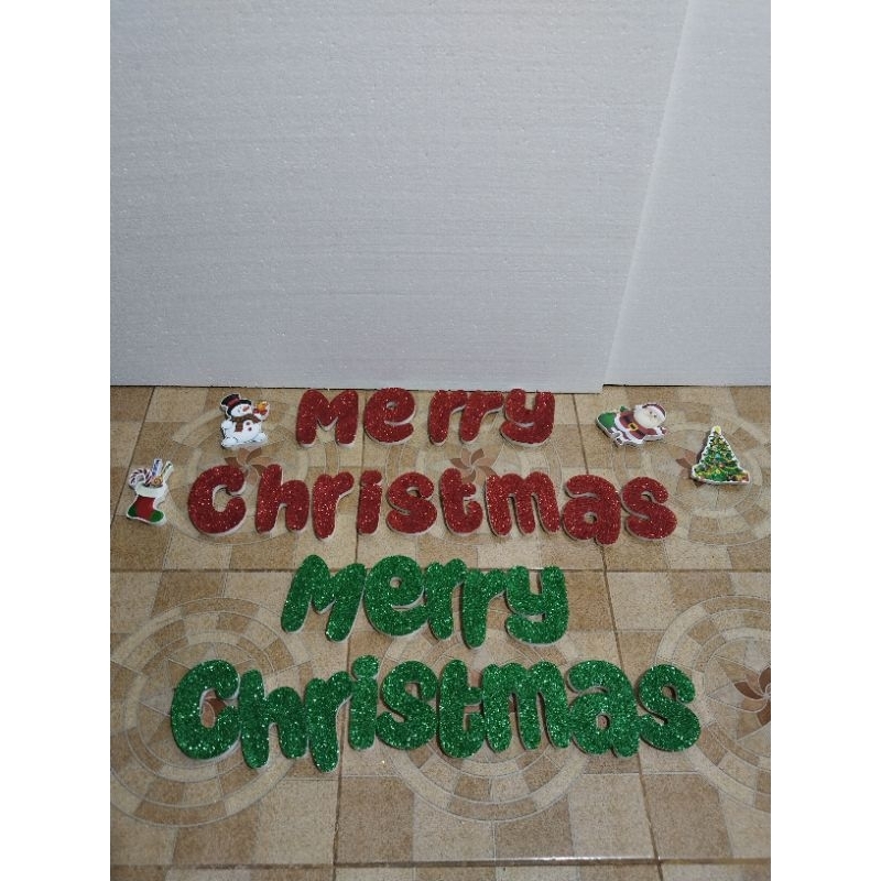 Set Banner huruf styrofoam gabus Merry Christmas