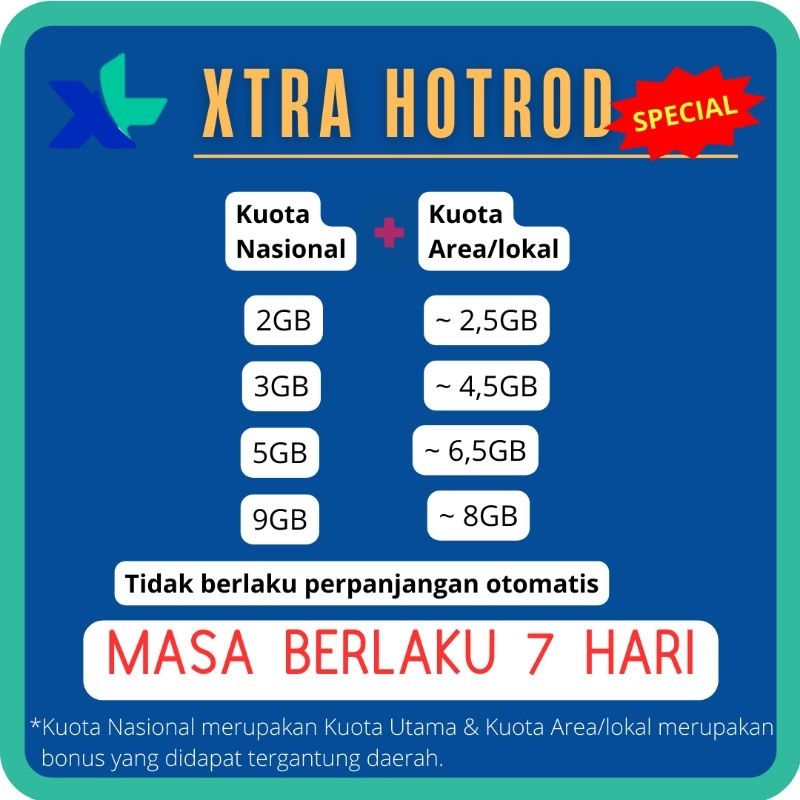 XL Paket Data Internet Xtra Combo / Xtra HotRod / Akrab / Xtra On