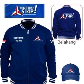 ZIPPER JAKET-PARTAI DEMOKRAT-Baseball PARTAI DEMOKRAT