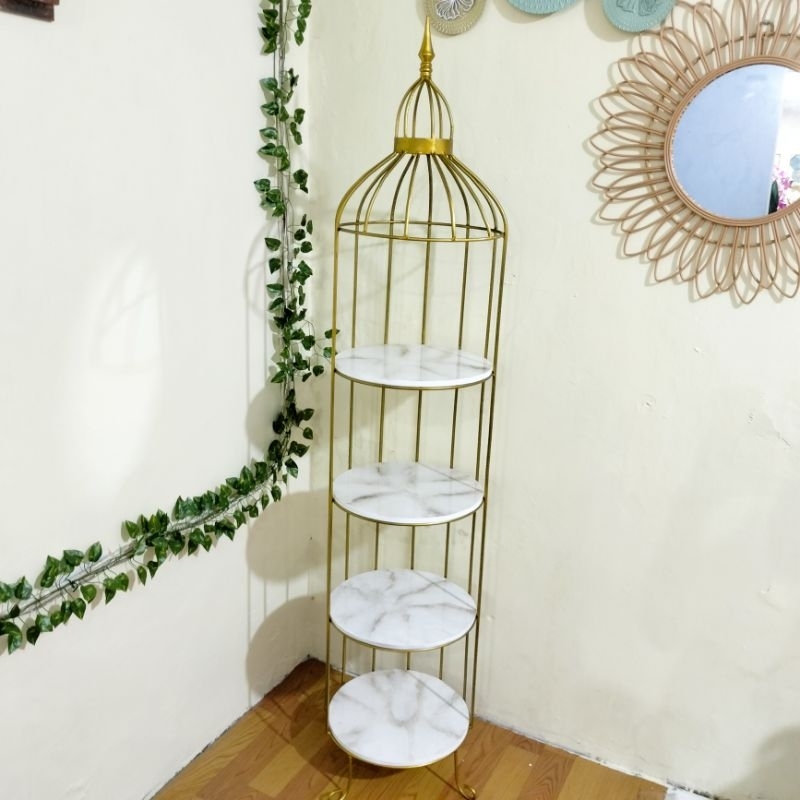 RAK SANGKAR BESI MEJA DEKORASI RUMAH ESTETIK HIAS