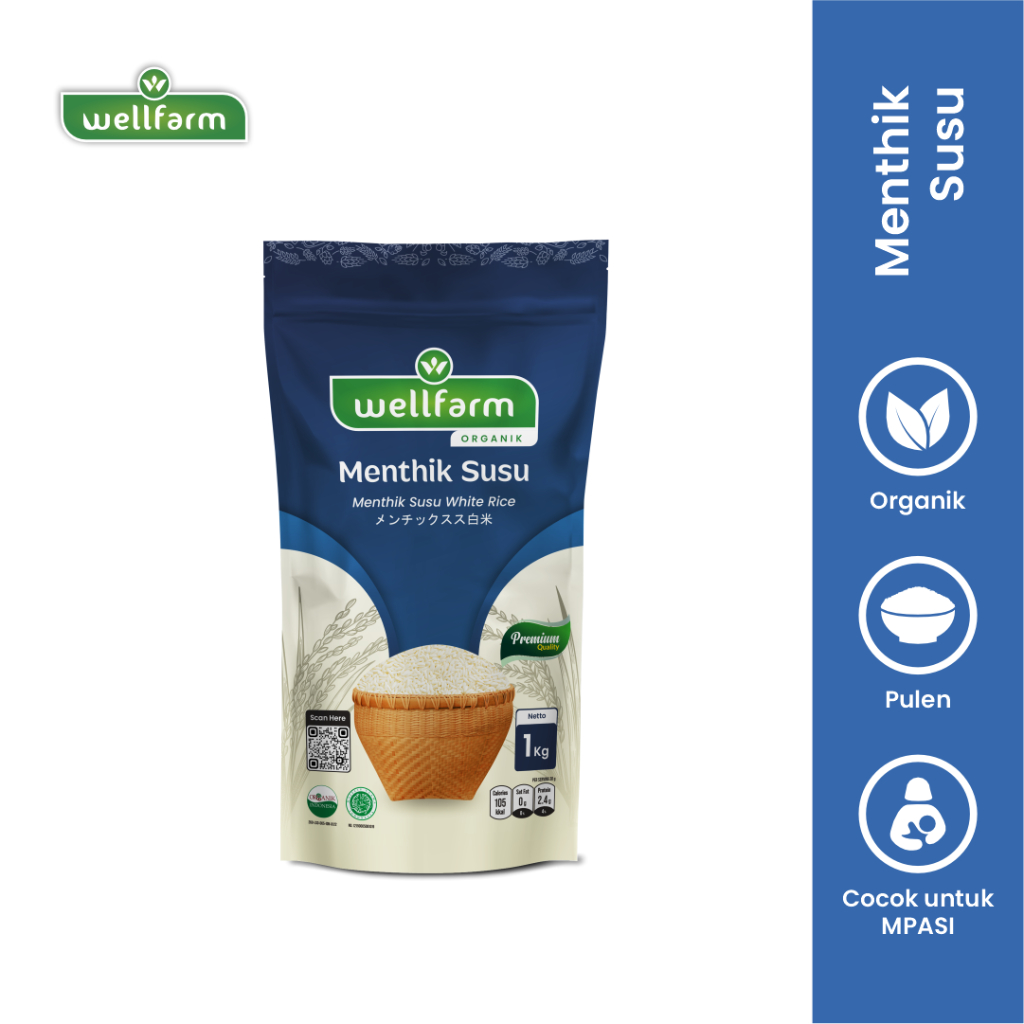 

Beras Organik Mentik Susu Wangi super Premium 1Kg WellFarm Menthik Susu Organik best food