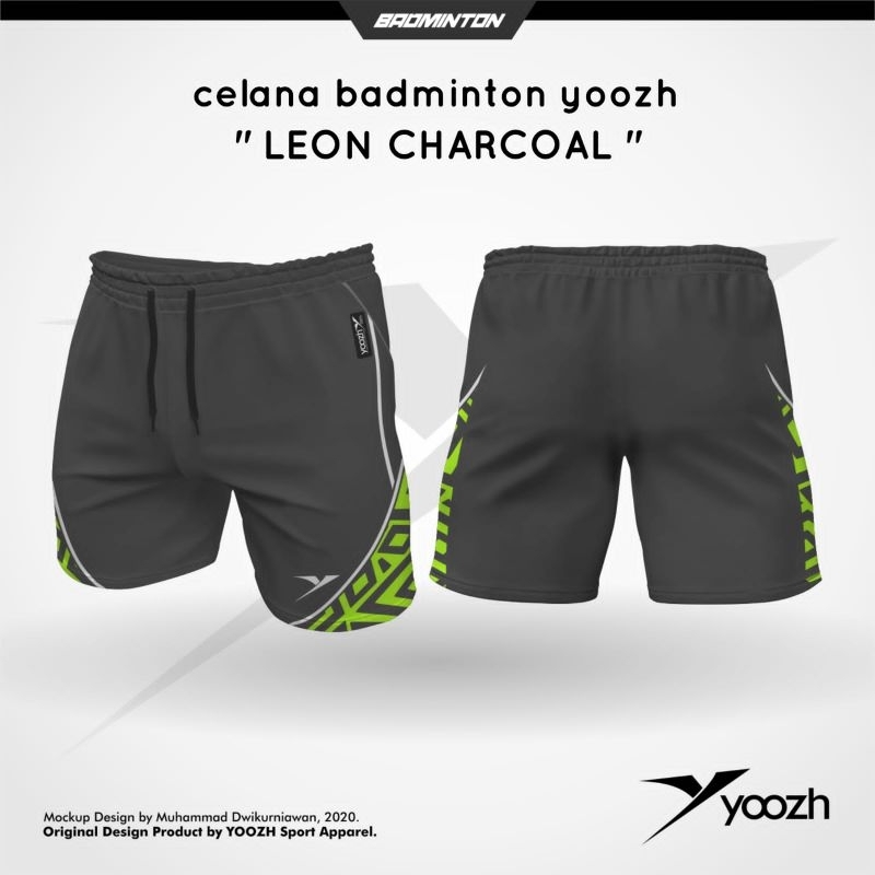 CELANA PENDEK YOOZH CHARCOAL BADMINTON ORI IMPORT VOLLY GOWES PINGPONG ORIGINAL PREMIUM KAOS PRIA WA