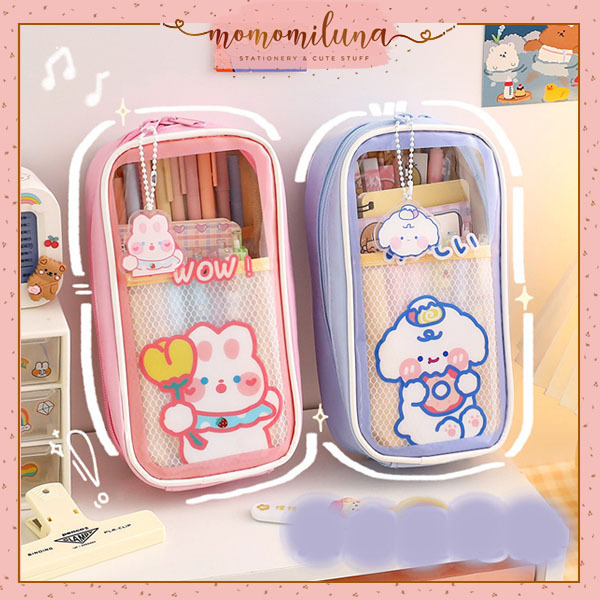 

Kotak pensil tempat pensil transparan vertikal super jumbo muat banyak lucu cute MK1503