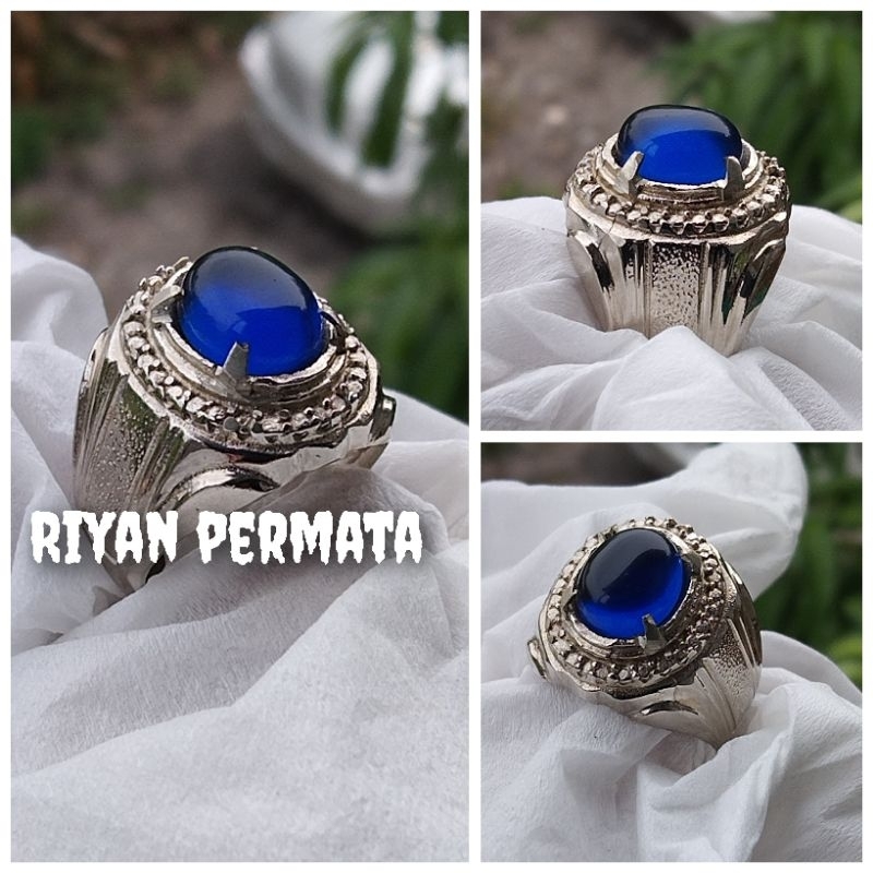 Cincin batu blue safir