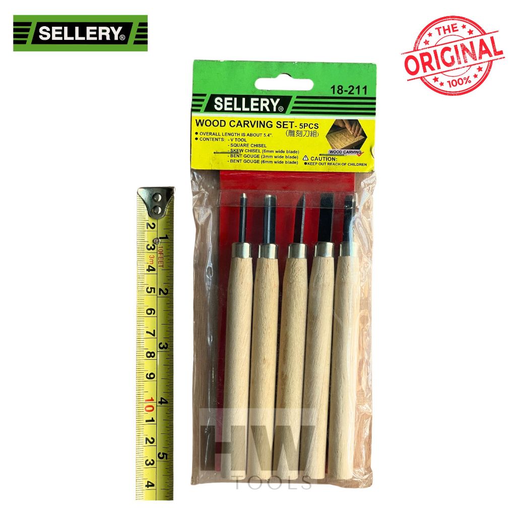 

SELLERY Alat Pisau Ukir Pahat Kayu Wood Carving Set 5 pcs 18-211