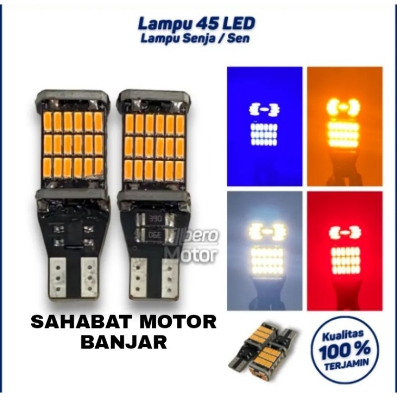 2 pcs Lampu Sein Dajjal Mobil/Motor 12V T15 45SMD untuk Lampu LED Sein Senja Lampu LED Sein Motor La