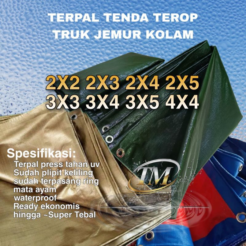 Terpaulin Terpal A20 tahan UV SUPER TEBAL 2X3 2X4 2X5 3X3 3x4 3X5 Tenda Terop Truk Jemur Kolam water