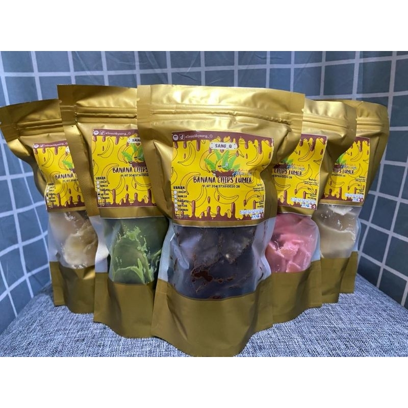 

Banana Chips Lumer By Sang_Q/ Keripik pisang lumer berat 100 Gr | Varian Coklat, Vanilla, Tiramisu dan Matcha