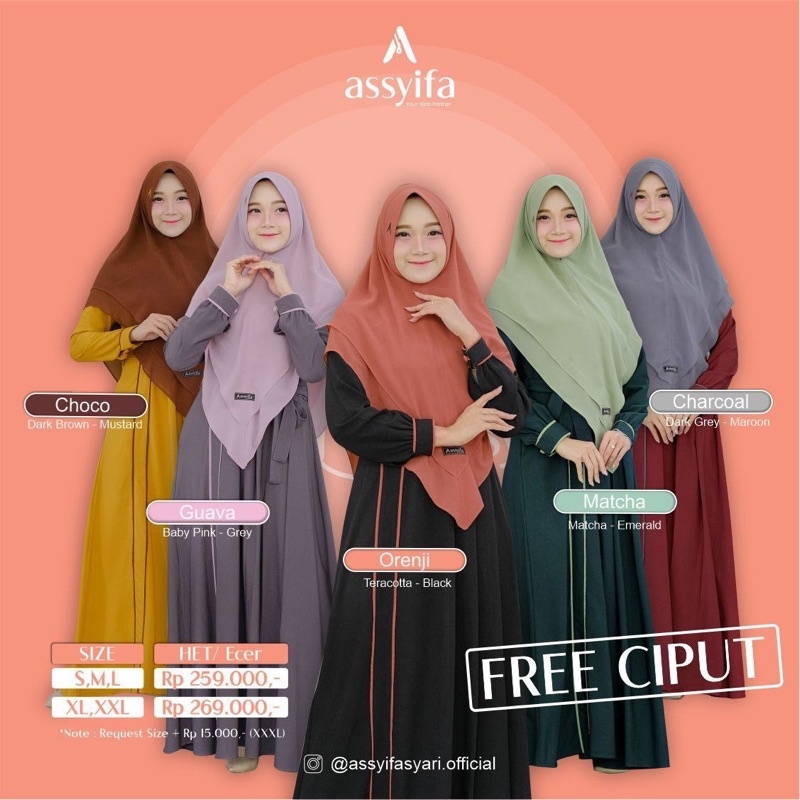 BAJU GAMIS SATU SET HIJAB KHIMAR / GAMIS SYAR'I POLOS / GAMIS DEWASA AISYAH SET BY ASSYIFA