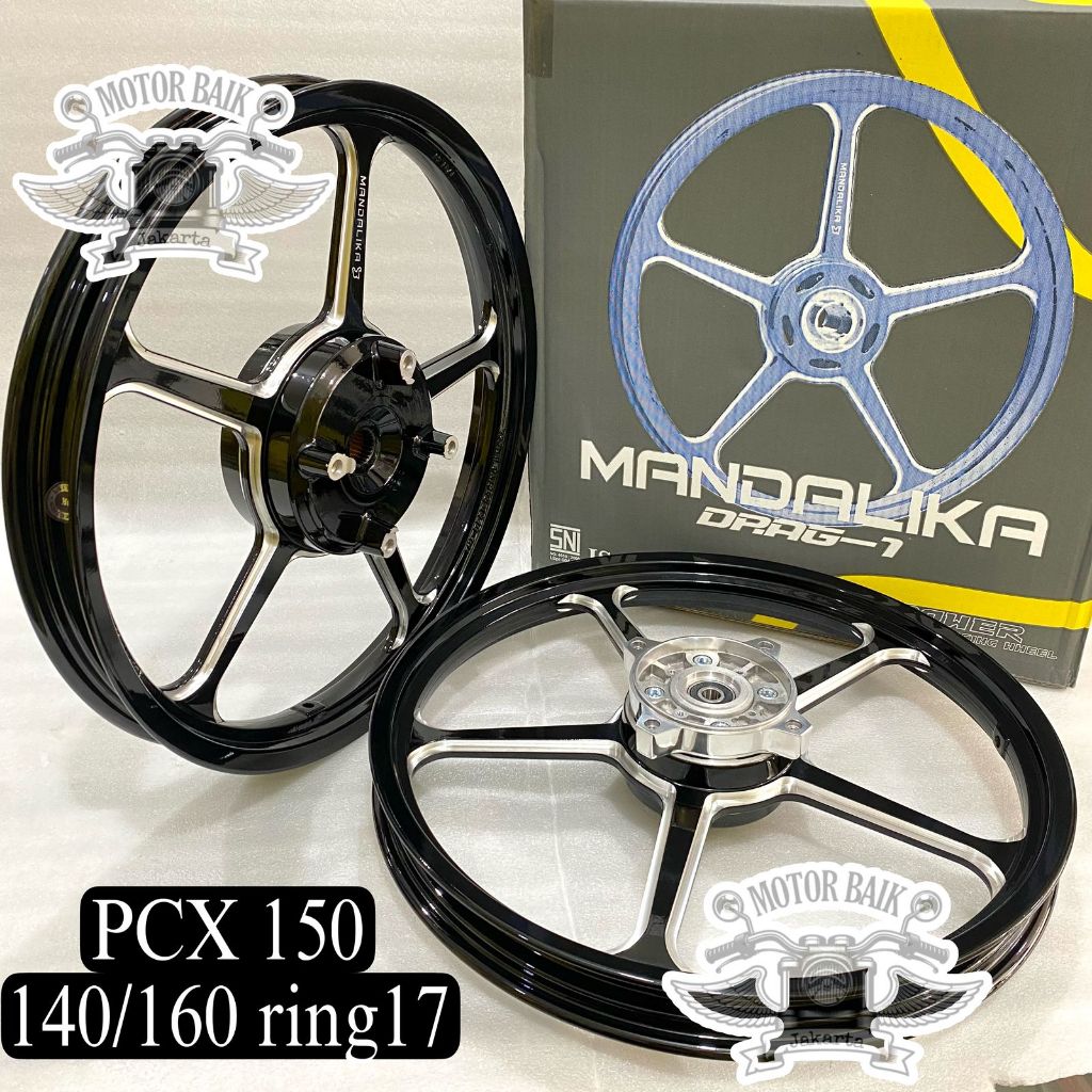 velg velek pelek power mandalika PCX 150 abs cbs ring 17 tapak 140/160 1set depan belakang